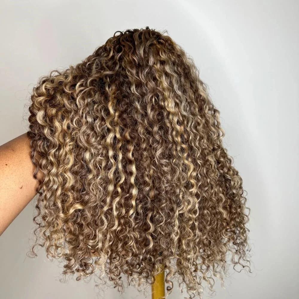 Honey Blonde Lace Front Wig 13x4 Deep Curly Lace Front Wigs  High Density Highlighs Curly Synthetic Fibre Wig Pre Plucked