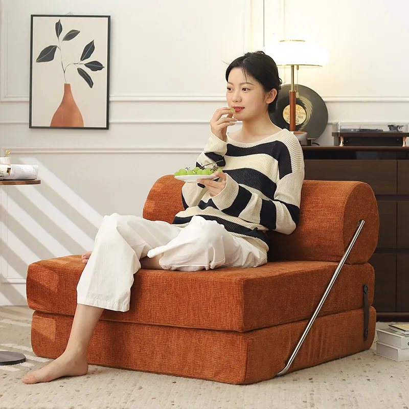 

Foldable Convertible Sofa Bed Modular Cream Single Seater Bean Bag Chair Removable High Resilience for Small Living Room Space