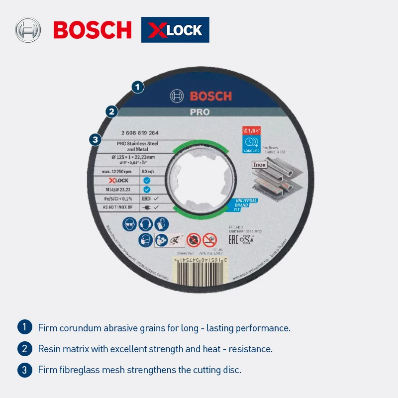 Bosch Accessory X-Lock Professional Metal Stainless Steel Slicing Tool 125X1Mm Compatible with X-Lock System Angle Grinder