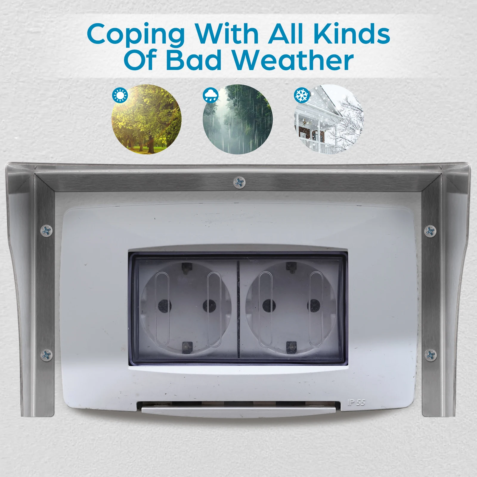 1pcs Waterproof Protective Cover 200mm Stainless Steel Splashproof Socket Covers Doorbell Rainproof Cover Outdoor Metal