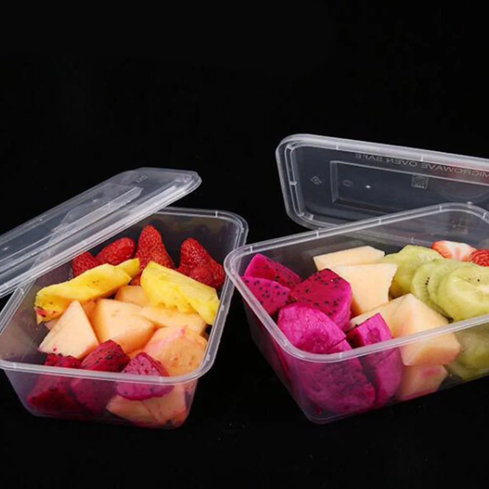 

50Pcs Transparent Take Out Boxes Temperature Resistant Eco Friendly No Smell Ideal for Restaurants Party Lunch 750Ml