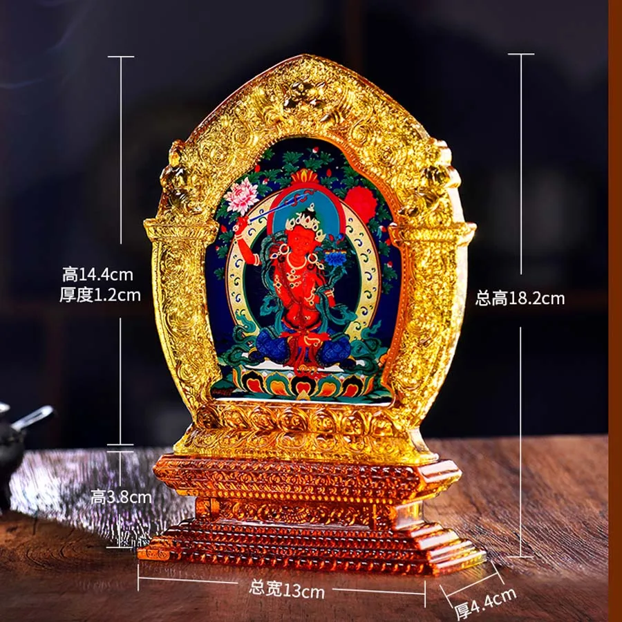 

18CM Large Buddhism Home family protection safe exorcise evil spirits good luck Bodhisattva Manjusri crystal buddha talisman