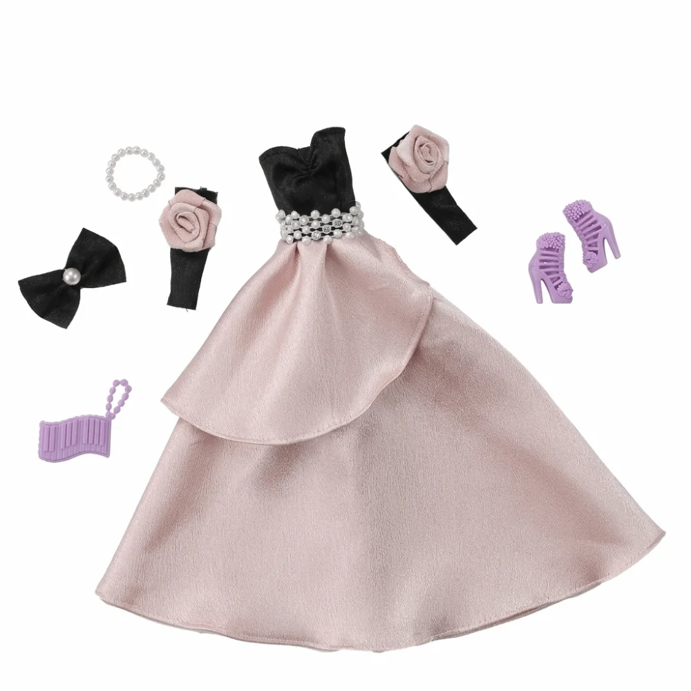 New Layered Full Skirt Fashion Dress Sparkle Details Elegant Style Princess Gown 1/6 Scale 30cm Doll Clothing Set Accessories