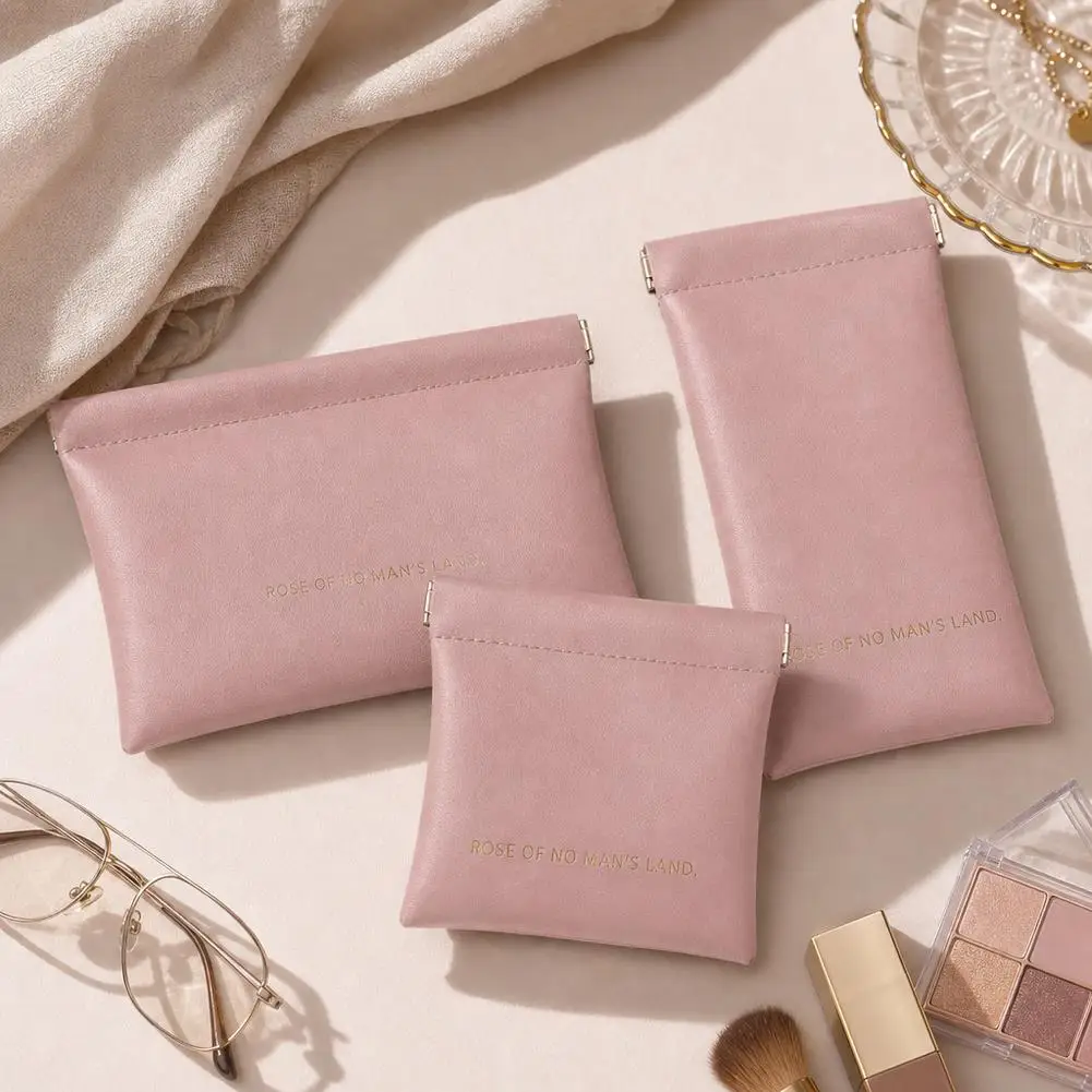 Women's Portable Travel Makeup Bag PU Leather Minimalist Lipstick Glasses Storage Bullet Bag Essential for Travel