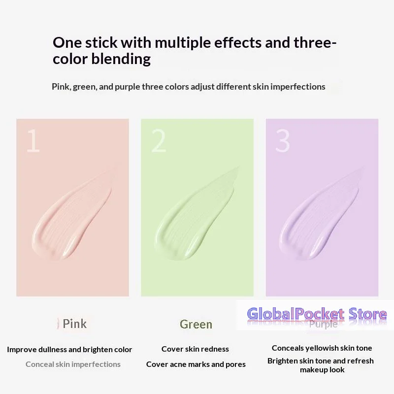 [TG823]One-Step Three Color Spiral Contour Isolation Primer Moisturizing Cream Face Care Corrector Foundation Makeup Cosmetic