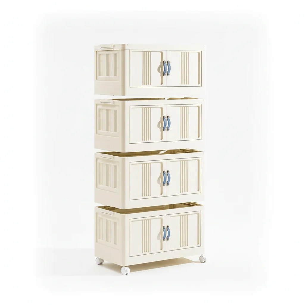 4 Layer Foldable PP Plastic Storage Box With Lid Kids Toys Organizer Household Use