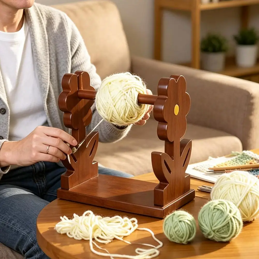 Desktop Yarn Dispenser Rotatable Wooden Yarn Rack Easy Assembly Yarn Ball Dispenser Smooth Spool for Embroidery for Crochet