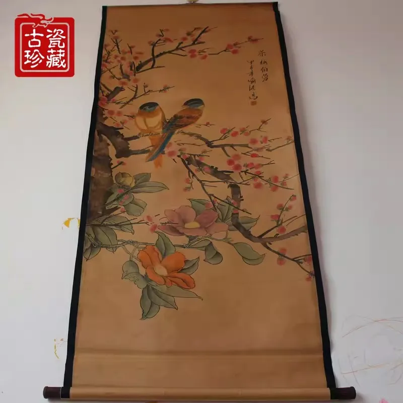 

Antique calligraphy and painting Chinese painting Text & painting painting，Camellia sasanqua