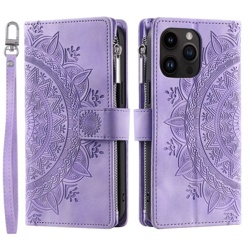 Funda de lujo tipo cartera con cremallera para iPhone 14 15 16 17 Pro Max Air 16E 13 12 11 Pro XR XS 7 8 SE, cuero en relieve con ranuras para tarjetas 2