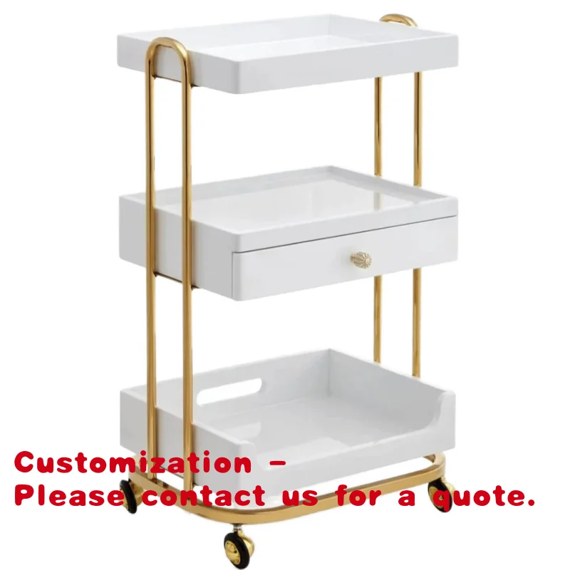 Customize.Wallybeauty 3 Tier Mobile Salon Cart Professional Beauty Storage Trolley with Mesh Baskets