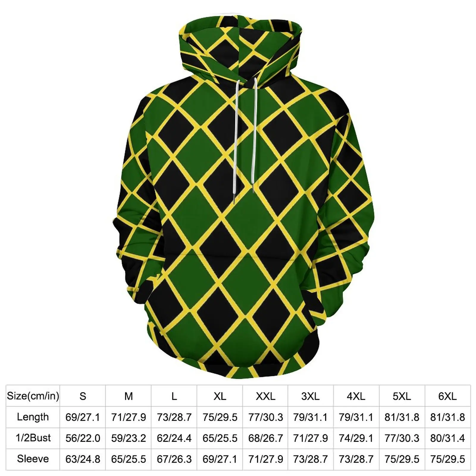 Bandeira jamaicana casual hoodies verde e amarelo y2k gráfico solto hoodie inverno manga longa harajuku roupas de grandes dimensões