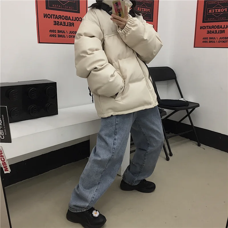 Parkas homens inverno na moda estilo coreano retro all-match gola de couro do plutônio grosso casal moda bf streetwear quente retalhos