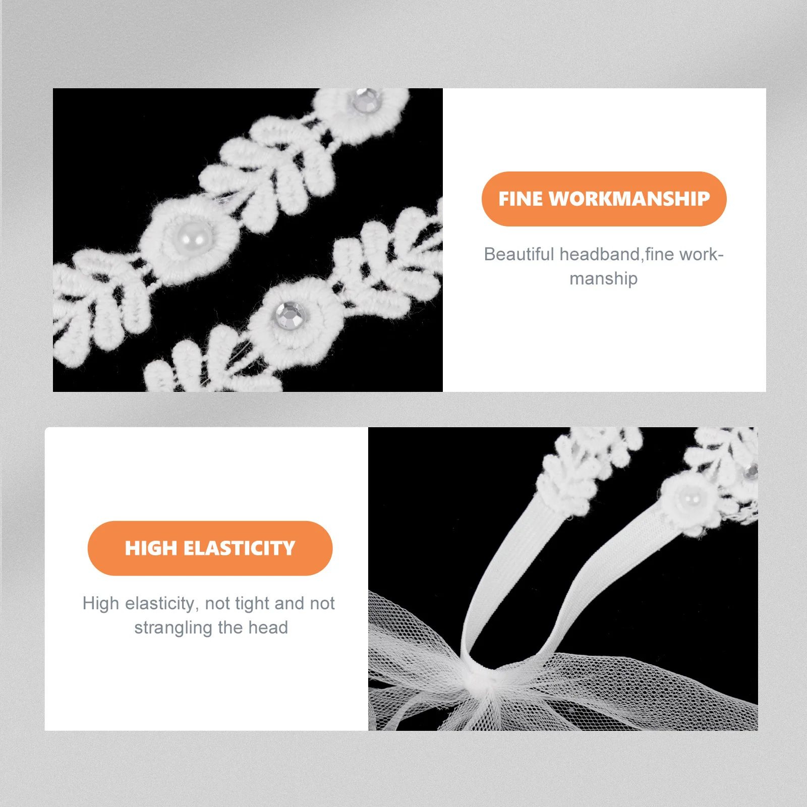 

2Pcs Baby Headbands Double Row Pearl Floral Elastic Soft Headband Photo Prop Newborn Baby Hair Decor Hairbands for Shower