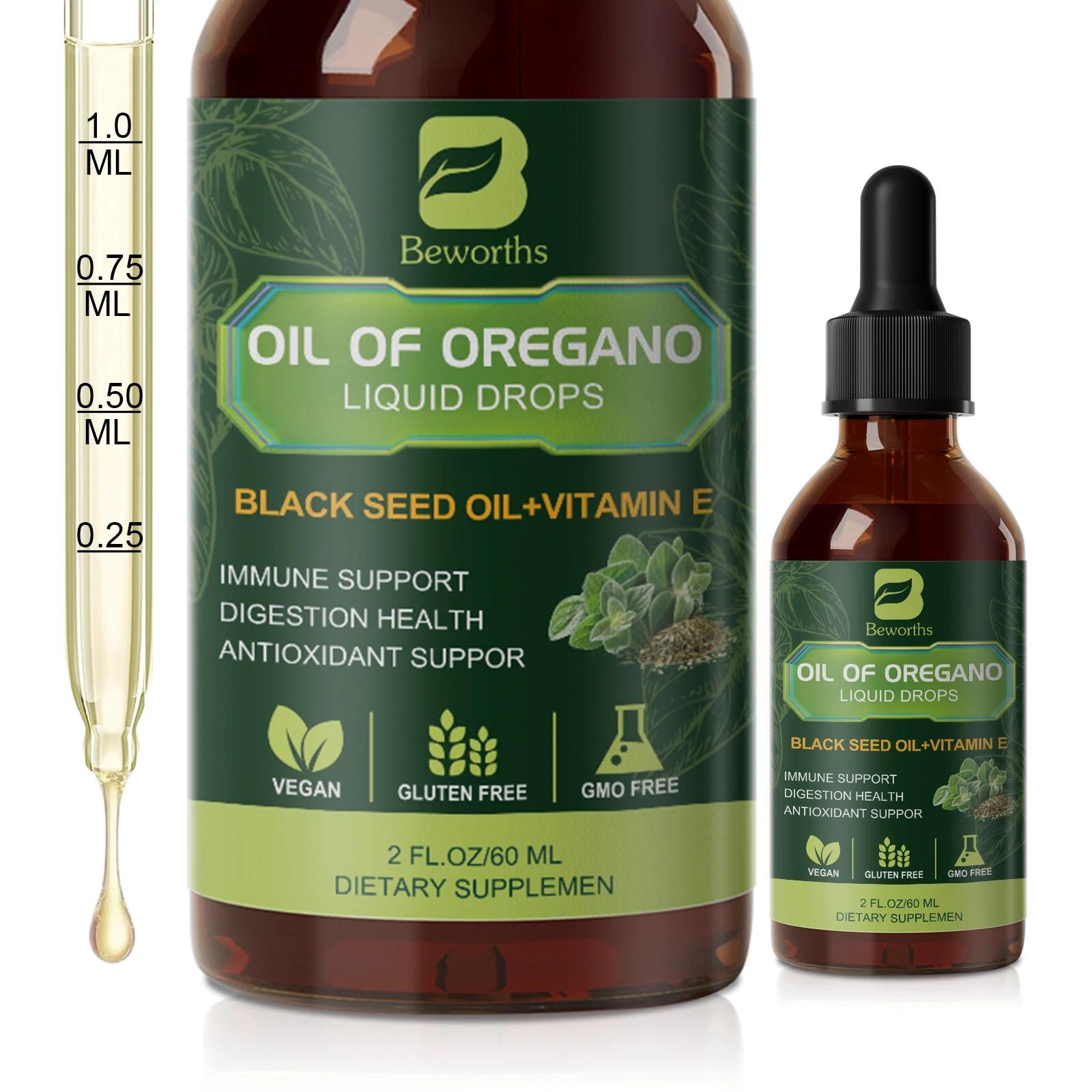 Bweorths Oregano Oil Drop 4X Strength Naturally Carvacrol Cleanse & Detox Support Respiratory,Immune System Health Antioxidant
