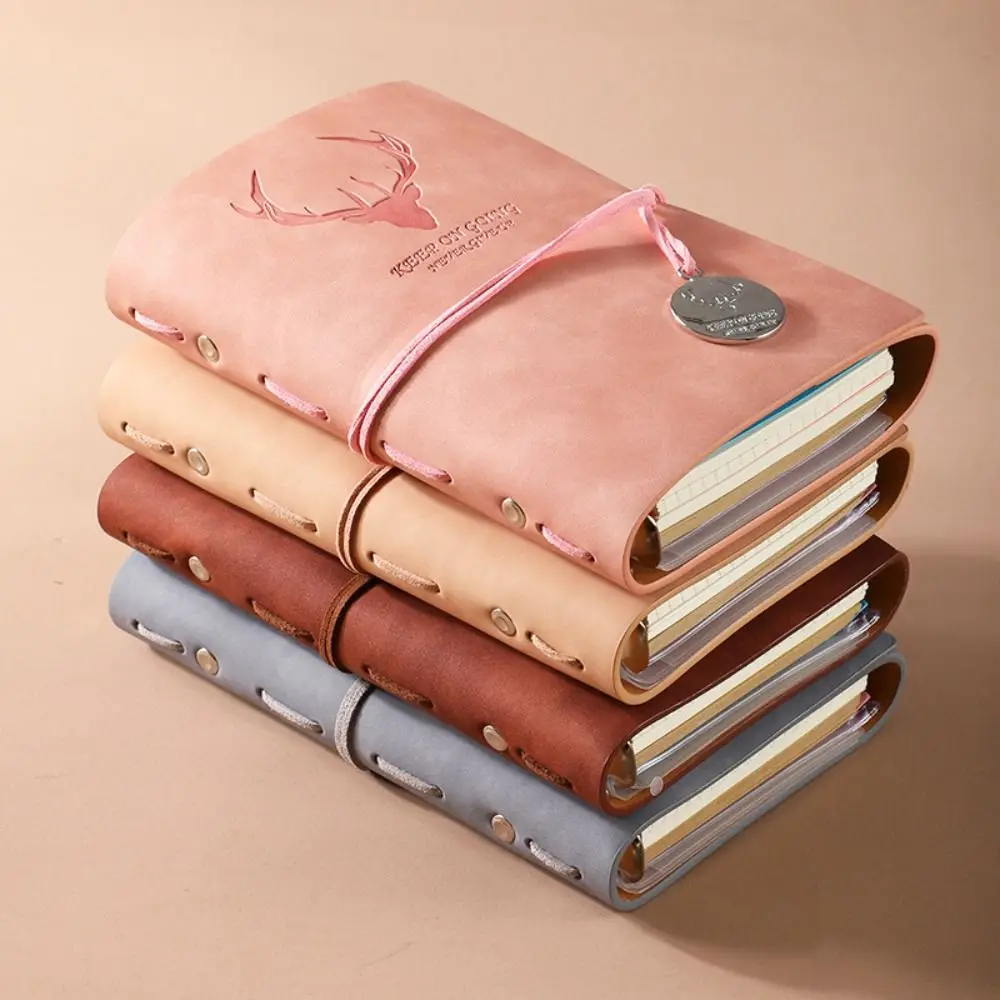 

Fashion A6 Vintage Notebook Blank Line Grid PU Leather Notebook Stationery Writing Supplies Loose-leaf Notebook Office Products