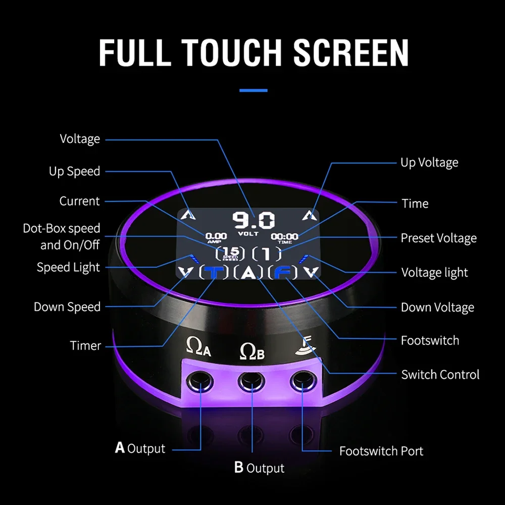 LCD Display Screen Two Tattoo Model Power Supply For Coil & Rotary Tattoo Machines Portable Tattoo Power Battery Aurora Source