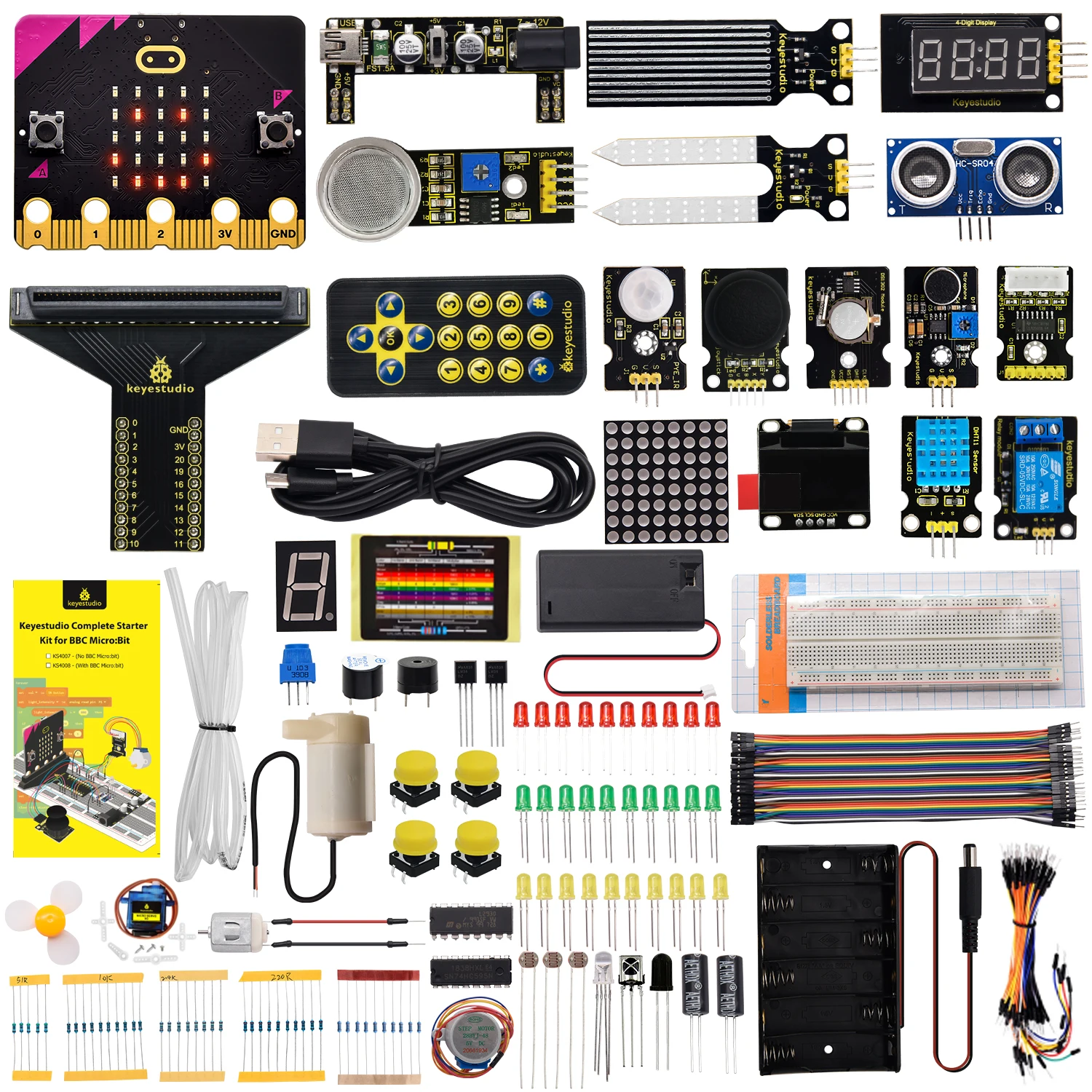 Kidsbits Keyestudio Microbit V2 Starter Kit Complete Kit for BBC Micro:bit Compatible With Microbit V1 Programming STEM DIY Kit