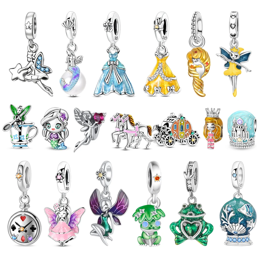 

Memories 925 Sterling Silver Crystal Ball Fairy Crown Princess Dress Charm Fit DIY Bracelet Necklace Child's Birthday Gift