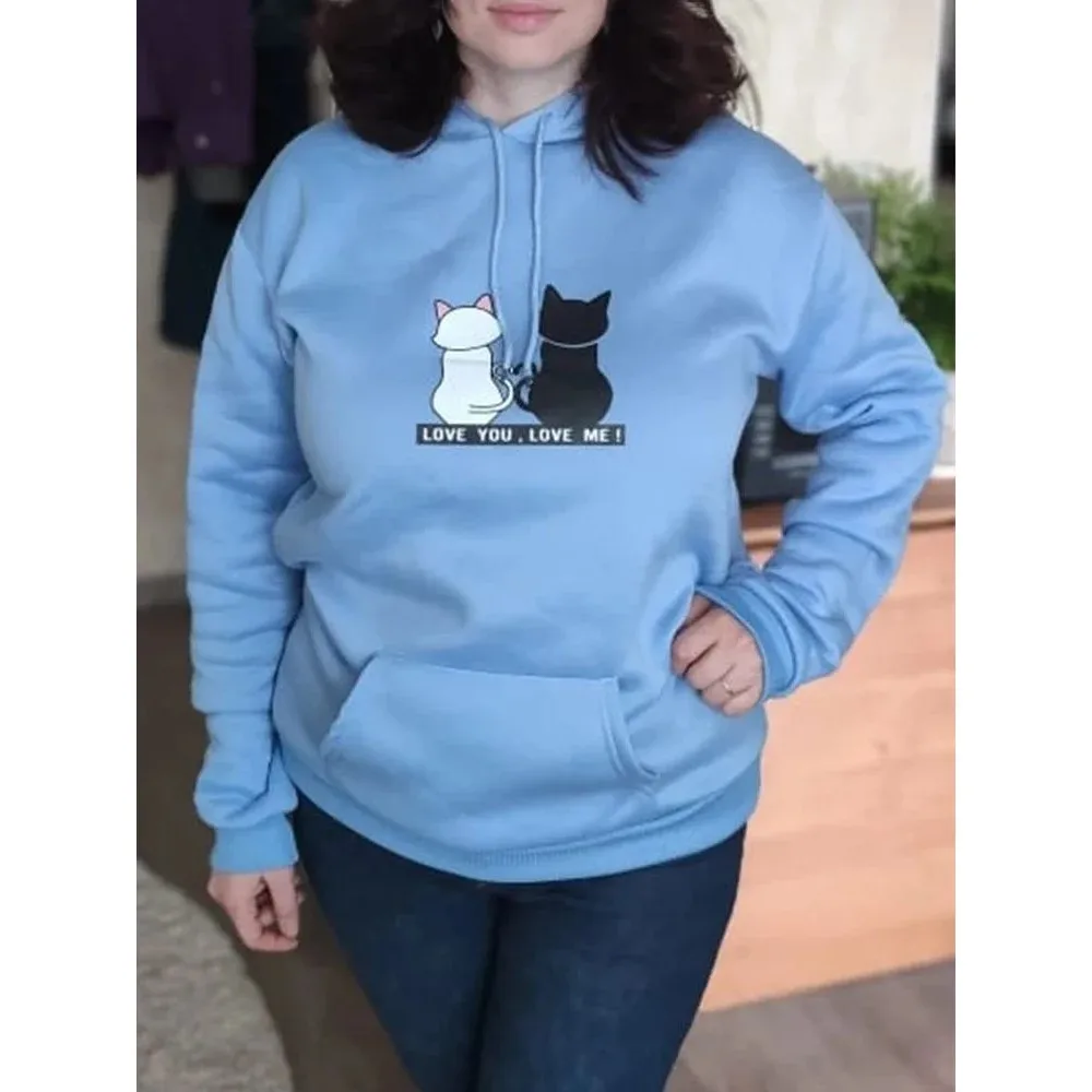 เสื้อฮู้ดแฟชั่นสตรี สไตล์สตรีทแวร์ ผ้าลินินผสม ใส่สบาย ทรงหลวม สำหรับฤดูใบไม้ร่วงและฤดูหนาว