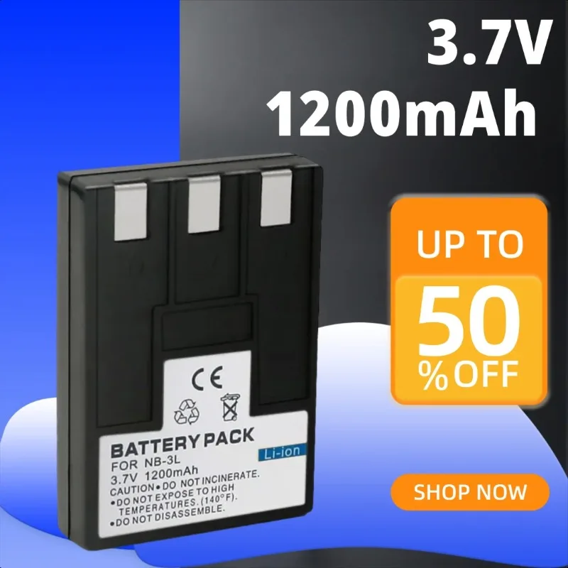 

High Quality 3.7V 1200mAh NB-3L Camera Battery For Canon PowerShot SD10 SD20 SD40 SD550 SD500 SD100 SD110 IXUS IIs II IXY