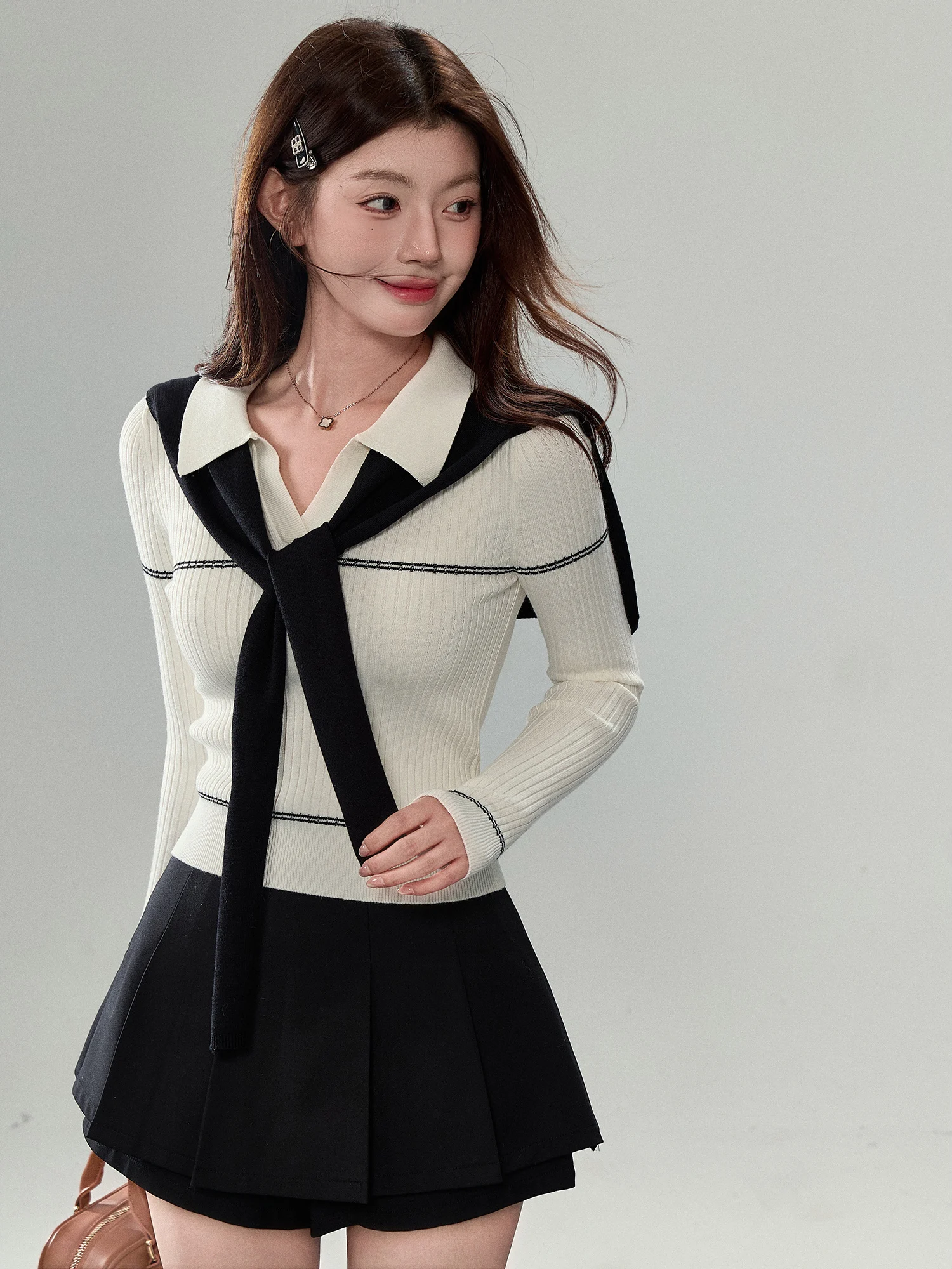 

Slim Fit Ne Knitted Sweater Women's Long Sve oulder awl Inner Wear Korean Sle Autumn Faion Soft Cotton Blend