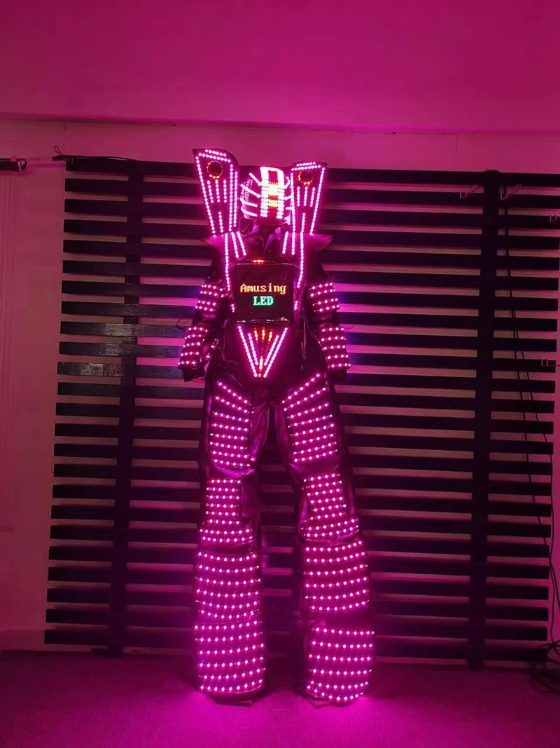 

LED Suit Costume Helmet Laser Gloves Traje LED Robot Costume led Clothes Stilts Walker Costume