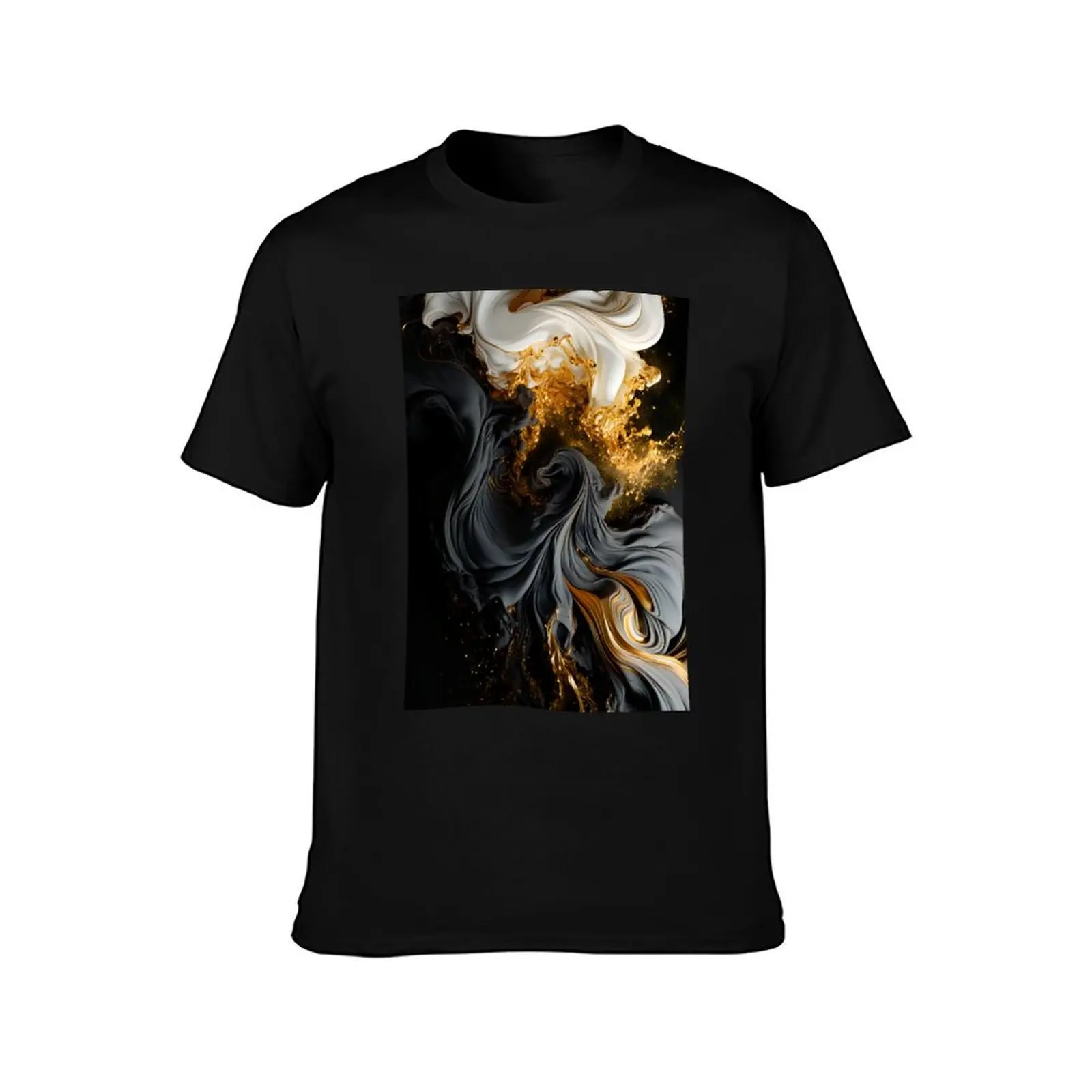 White, Gold & Black Abstract Glamor Cosmic Contrast T-Shirt man t shirts graphic T-Shirt