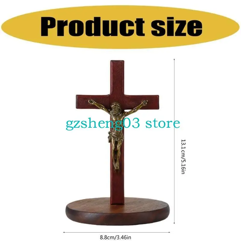 U75C Madera Crucifijo Croses pie Católico Crucifijo madera Jesús Cristo Cruces