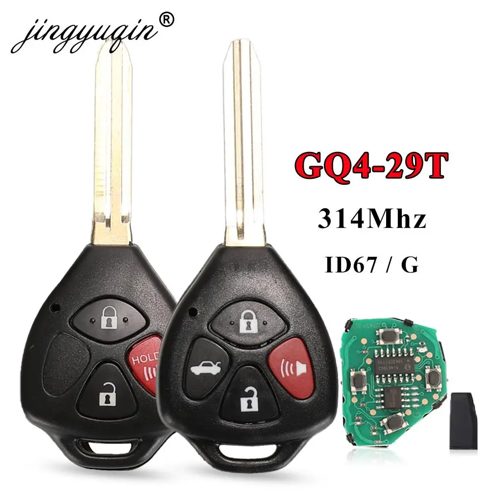 Jingyuqin GQ4-29T 314MHz ID67 klucz do Toyota USA Corolla Matrix 2008-2010 Pontiac Vibe pilot Car Key Fob 4 przyciski