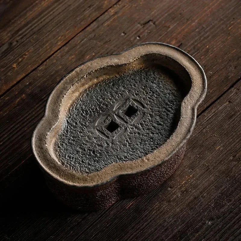 Pot-Supporting Ceramic Tray Water Dry-Bulb Disk Manual Retro Copper Begonia Tray Gongfu Tea Tray  Tea Table