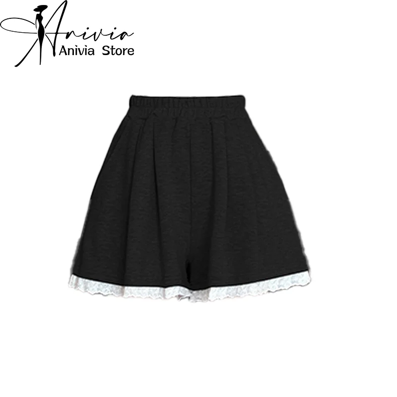 Women Black Gothic Lace Y2k Shorts Fashion Mini Shorts Vintage Streetwear Aesthetic Korean Short Pants 2000s Emo Clothes Summer