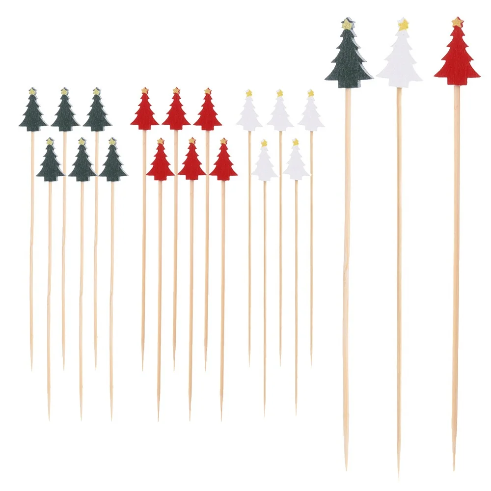 Snack Tandenstokers Bamboe Kerstboom 13 cm 20 stuks
