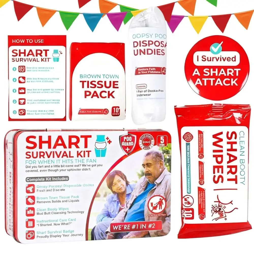 Aluminum Alloy Funny Sharting Survival Kit Include Underwear Include Butt Wipes Funny Shart Survival Kit Hilarious Pooping
