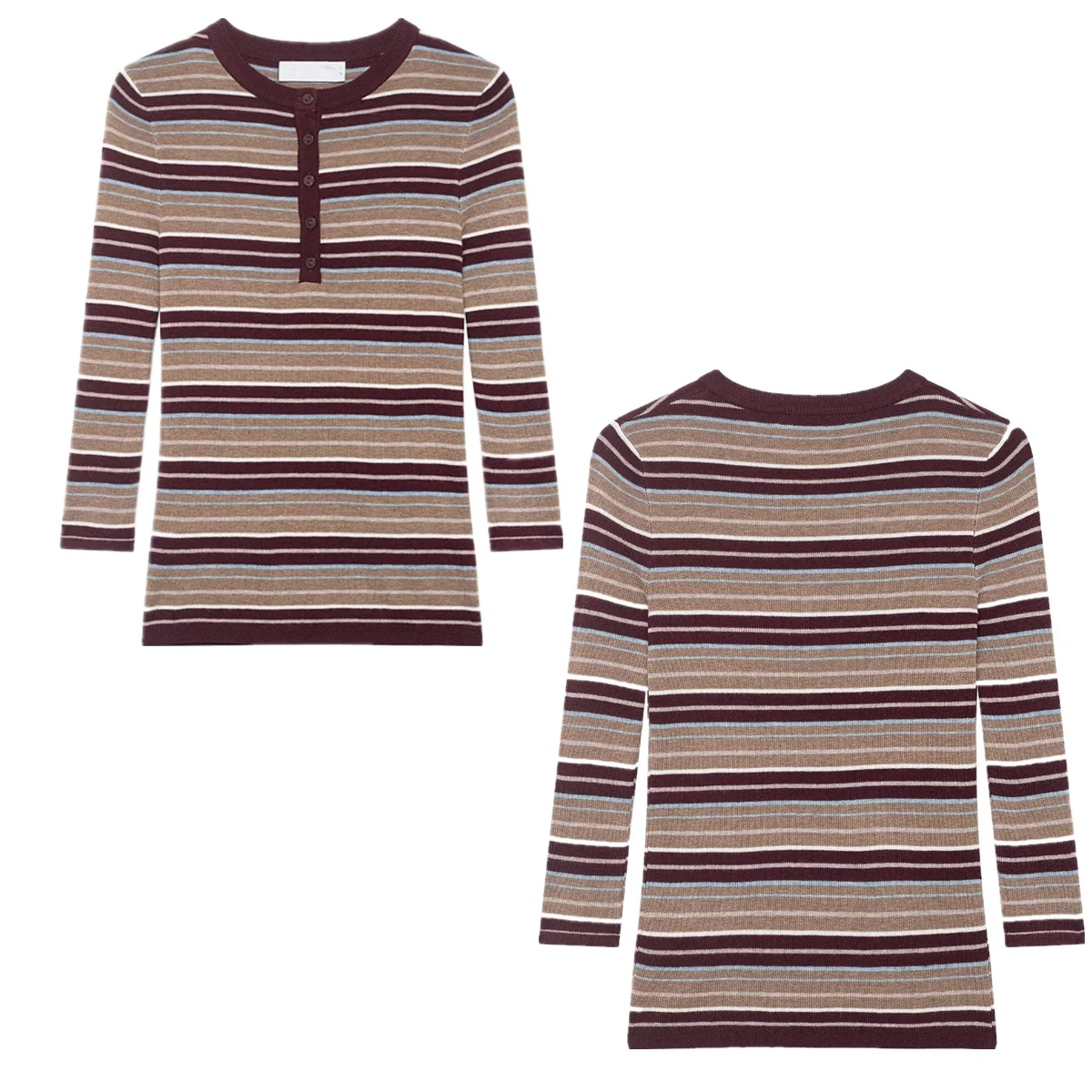 

Jenny&Dave 2026 Spring T-shirt Woman Clothes Female Clothing Fashion Elegant Minimalist Retro Striped Ribbed Knitted Tops T-shir