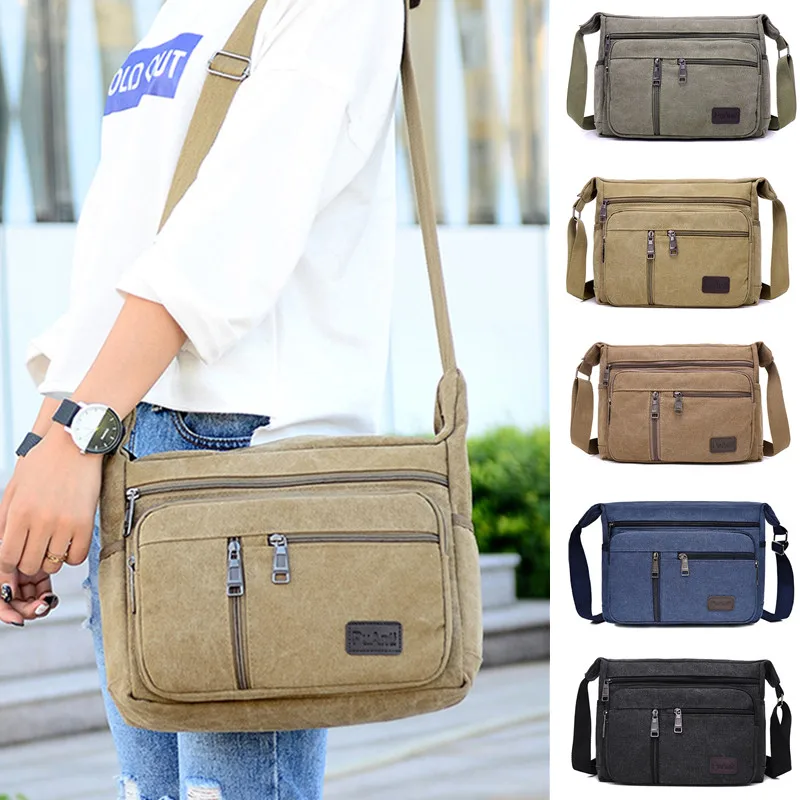 Outdoor Leisure Retro Business Bag High Capacity Canvas Bag Simple Version Shoulder bag Diagonal Package bag For Men Men\'s Big