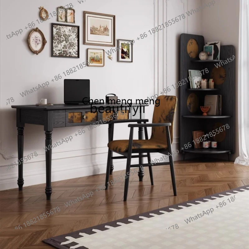 

E153 Medieval style solid wood desk household bedroom retro storage dresser writing table