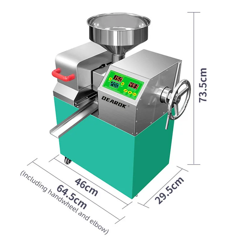 DEAROK-P10 Intelligent Small Commercial Oil Press 220V/110V Automatic Stainless Steel Oil Press 1200W Power 9-15KG Per Hour