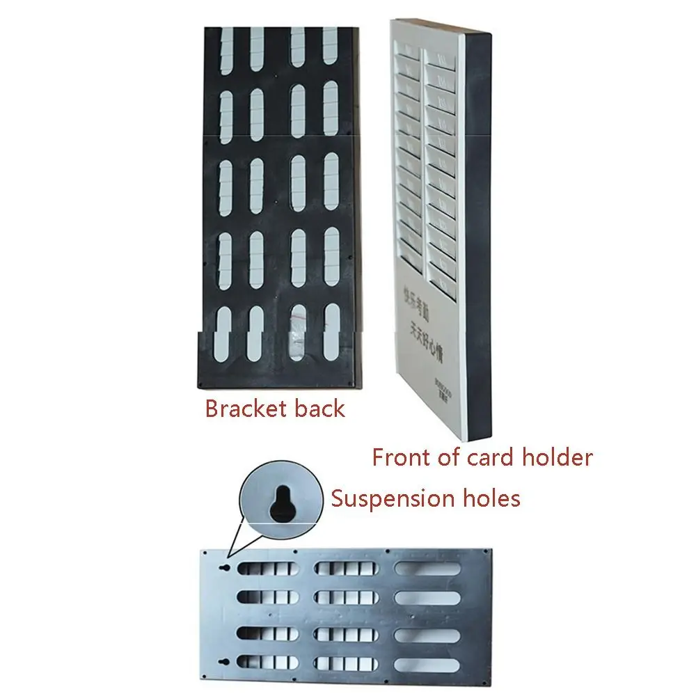 24 Slots Time Card Rack Plastic Hanging Hole Time Card Organizer Holder Double Row Wall Mounted Attendance Recorder Employee