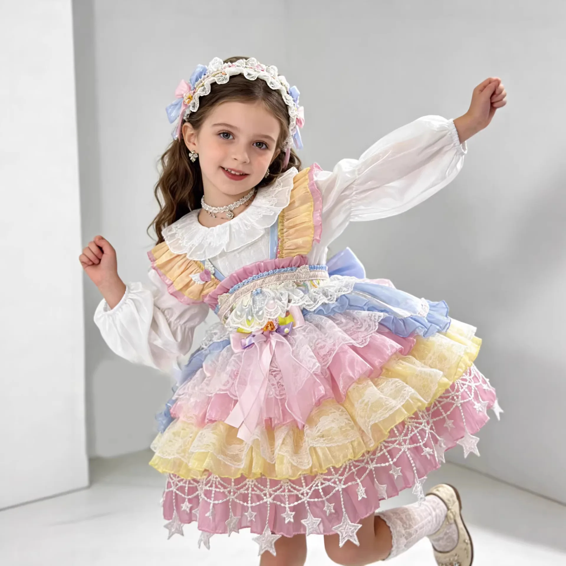 Girls Spring Summer Dress Performance Birthday Princess Children's Elf Gauze Lolita