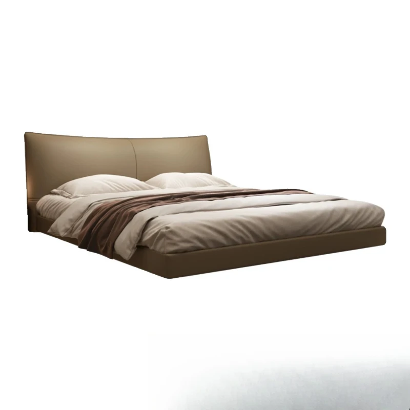 

Suspended leather bed Italian minimalist master bedroom modern minimalist high-end atmospheric double