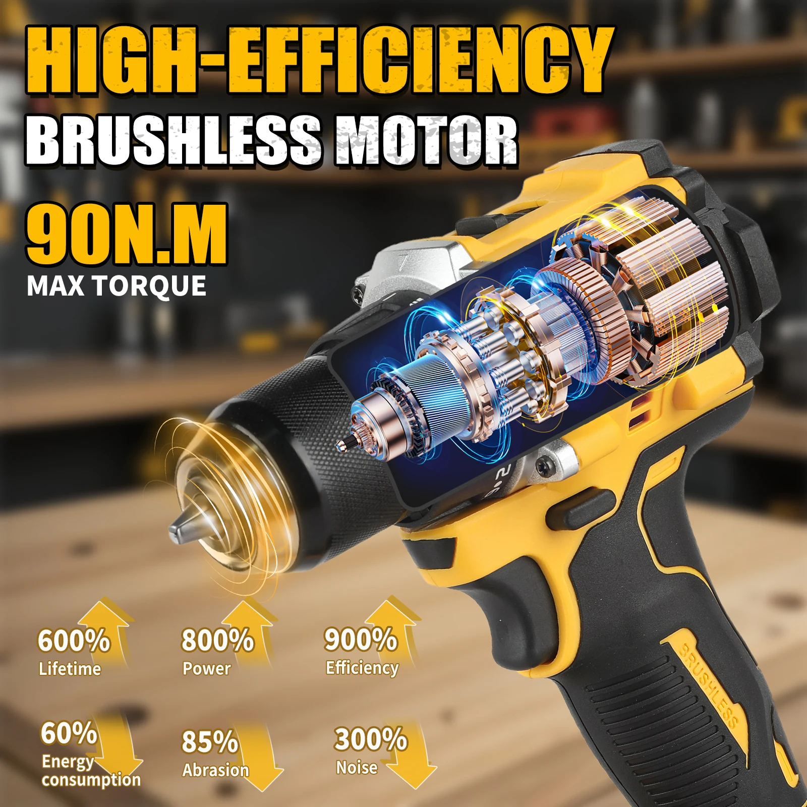 

20V Lithium-Ion Brushless Cordless Screwdriver DCD805 Rechargeable Hand Drill Impact Drill Power Tool for dewalt 20V battery pin