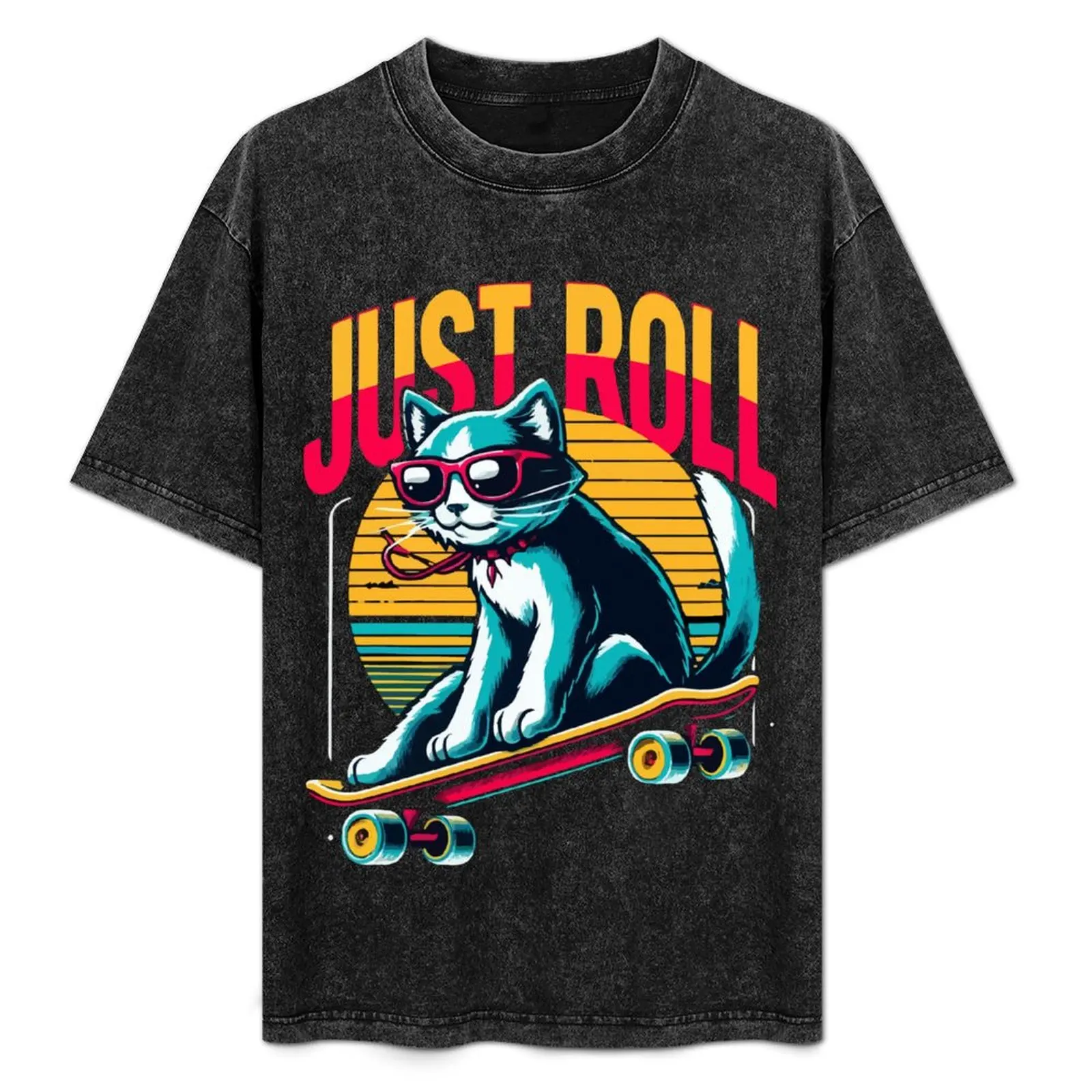 Just Roll Cat T-Shirt Graphic Print Short Sleeve T-Shirt