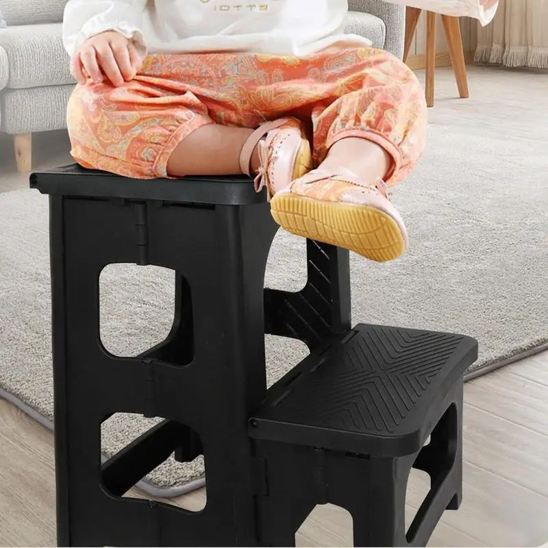 

Foldable Step Stool 250 Lbs Load Stepping Stool Bedside Step Stool Wide Pedal Two Step Ladder 2 Step Folding Step Stool For