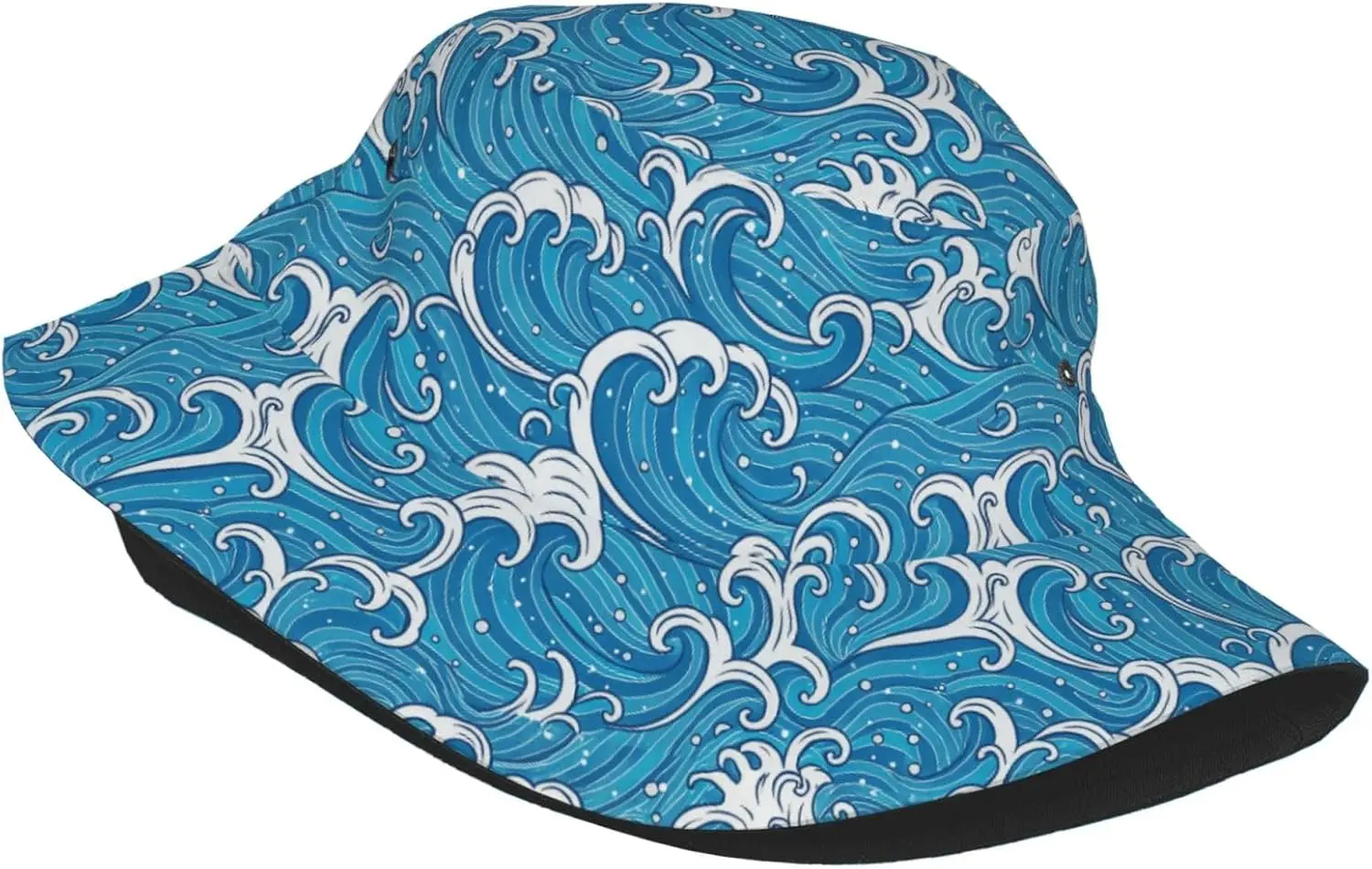 Sea Waves Pattern Bucket Hats for Women Summer Sun Beach Travel Outdoor Fishing Cap Unisex Men Bucket Hat
