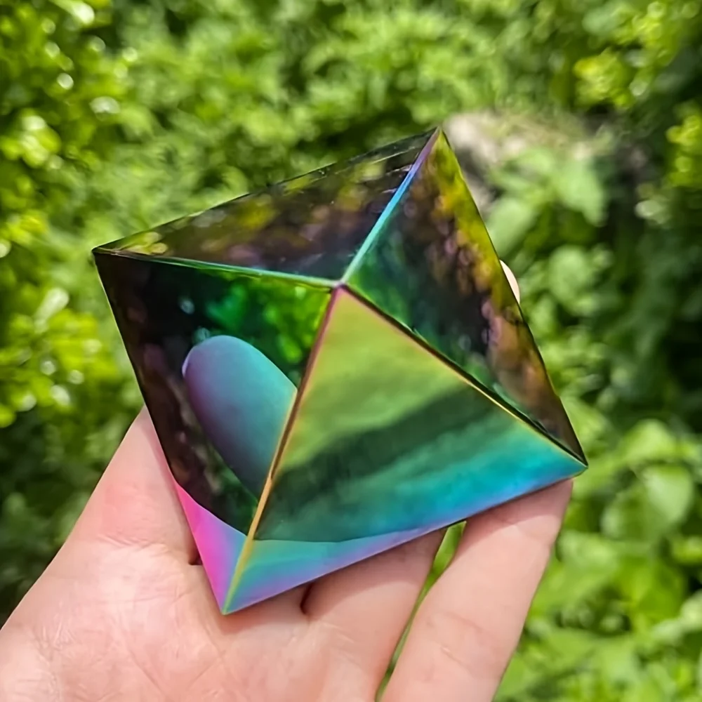 1pc Aura Obsidian Pyramid - Mineral Specimen Suitable for DIY Jewelry Making, Halloween Present for Collectors
