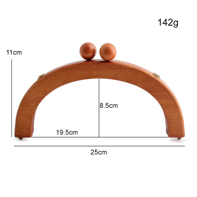 1PC Natural Solid Wood Wallet DIY Sewing Frame Kiss Lock With Screws Crossbody Bag Plush Bag Handle Replacement Accessories