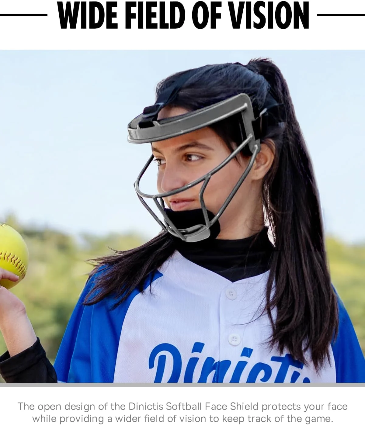 Dinictis Softball Face Mask Lightweight Comfortable Wide Vision Durable Safe Fielders Mask Premium Protective Baseball Faceguard