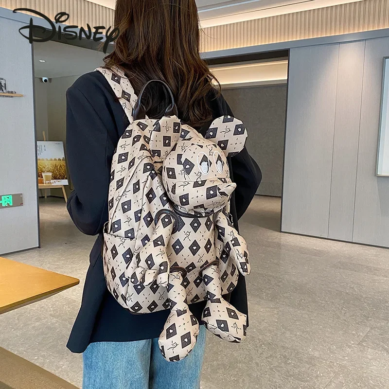 Disney Mickey 2024 New Book Bag Fashionable High Quality PU Women's Backpack Cartoon Versatile Large Capacity Men's Backpack