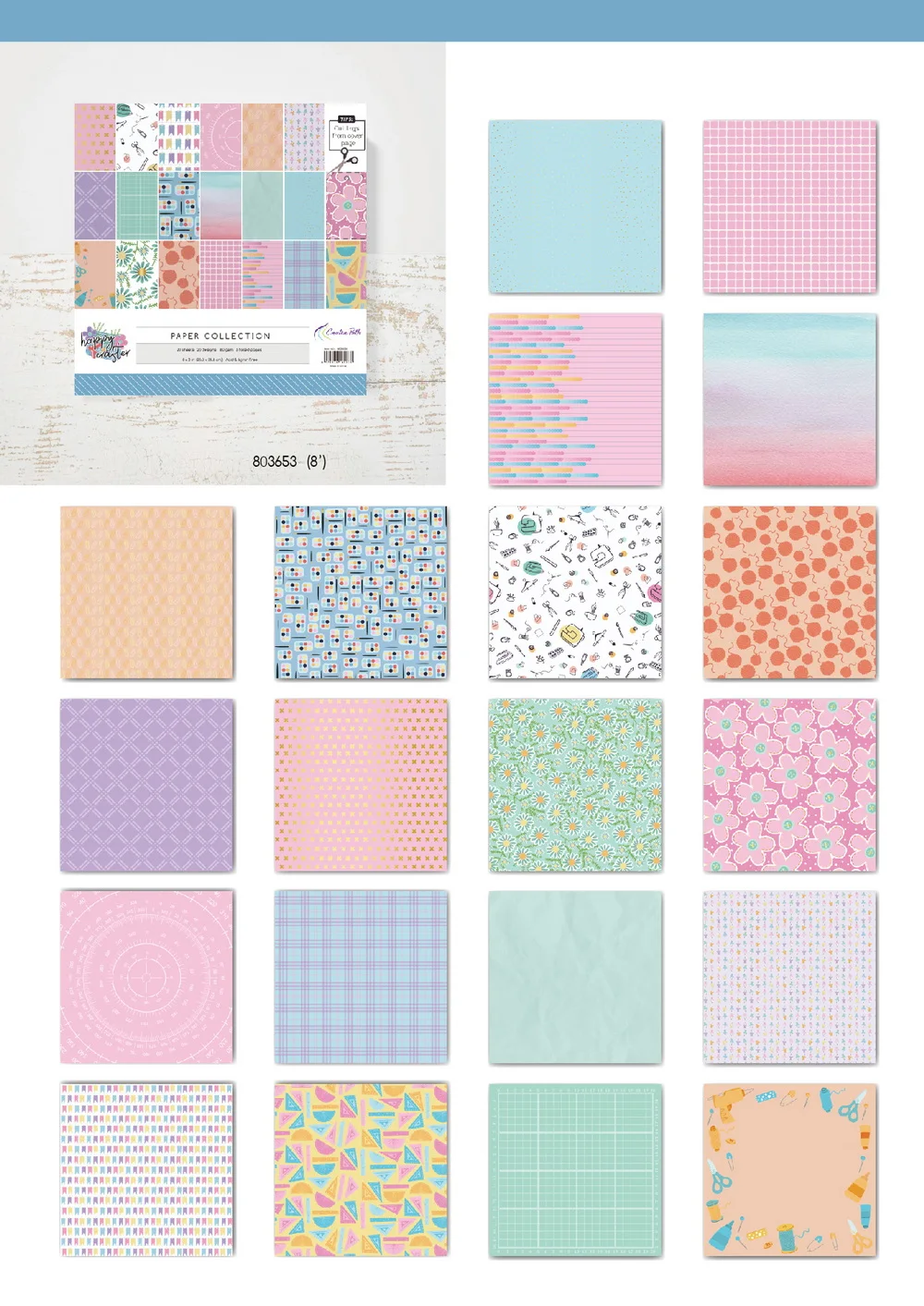 Creative Path 9-teiliges Happy Crafter Scrapbooking-Journaling-Set mit Dekorationspapier, Stanzformen und Verzierungen für DIY-Bastelarbeiten – Detail 6