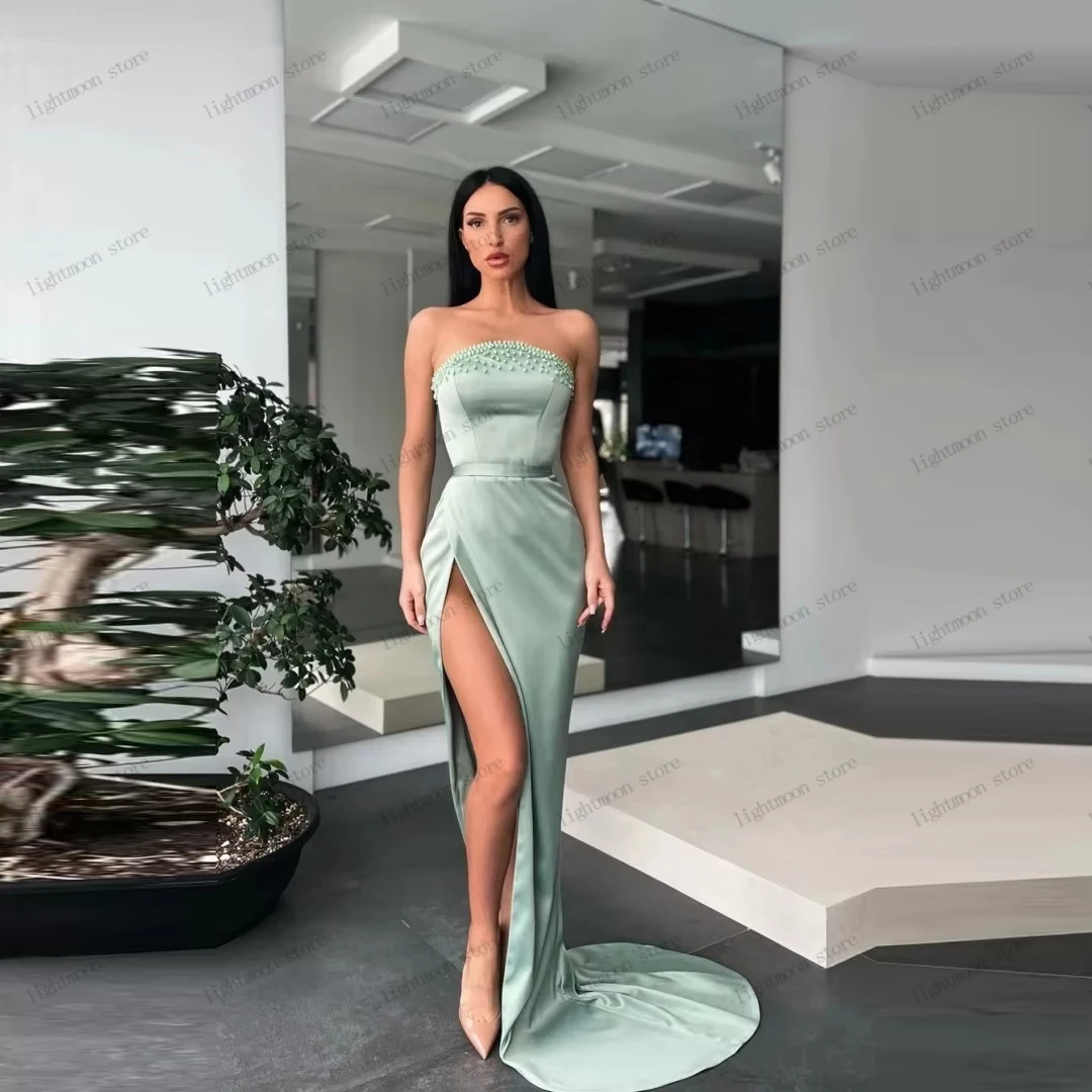 

Простые вечерние платья из атласа, платье для выпускного вечера с бисером и аппликациями, сексуальное без бретелек, с открытой спиной, винтажное, на заказ, Vestidos De Noche 2026